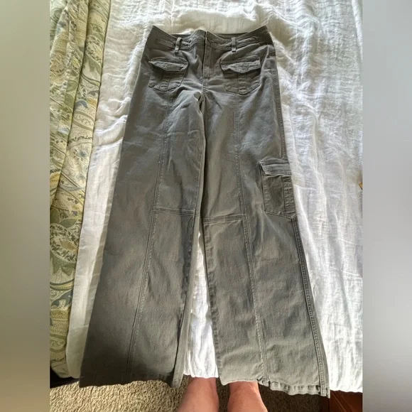 1822 Olive Green Wide Leg Cargo Pants Sz 8/29 - Picture 4 of 12